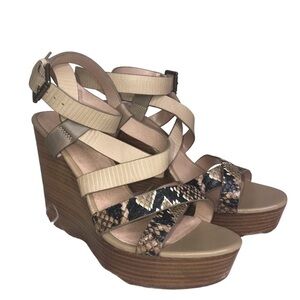 Aldo Wrapped Snake Skin Wedge Sandal Sz 7.5 EUC